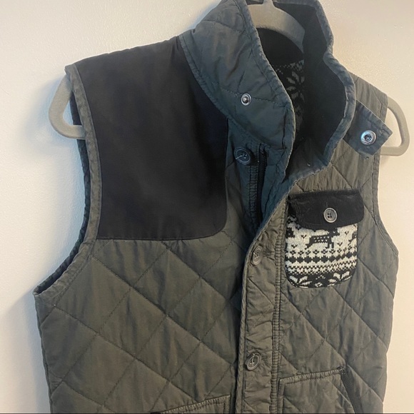 ASOS quilted olive green vest with flannel pocket size XXS - Picture 3 of 13